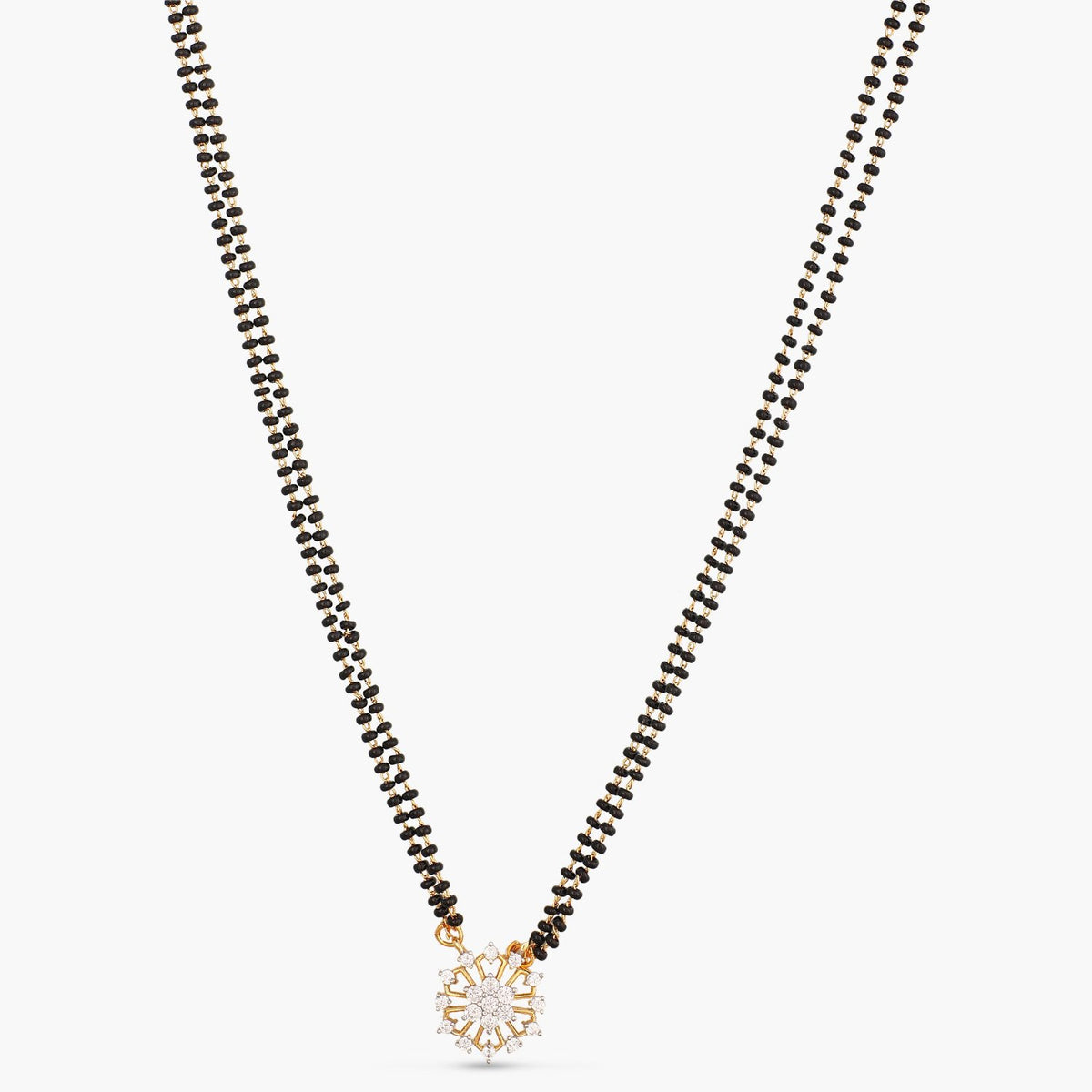 Nadia CZ White Black Beads Necklace