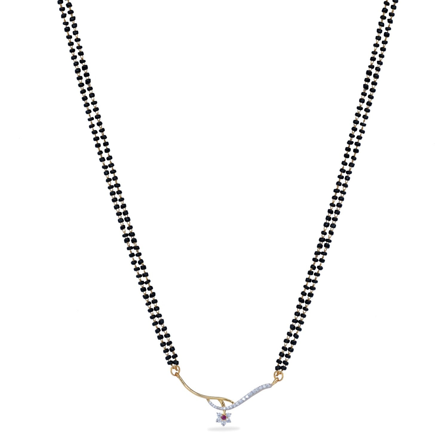 Blooming CZ White Red Black Beads Necklace