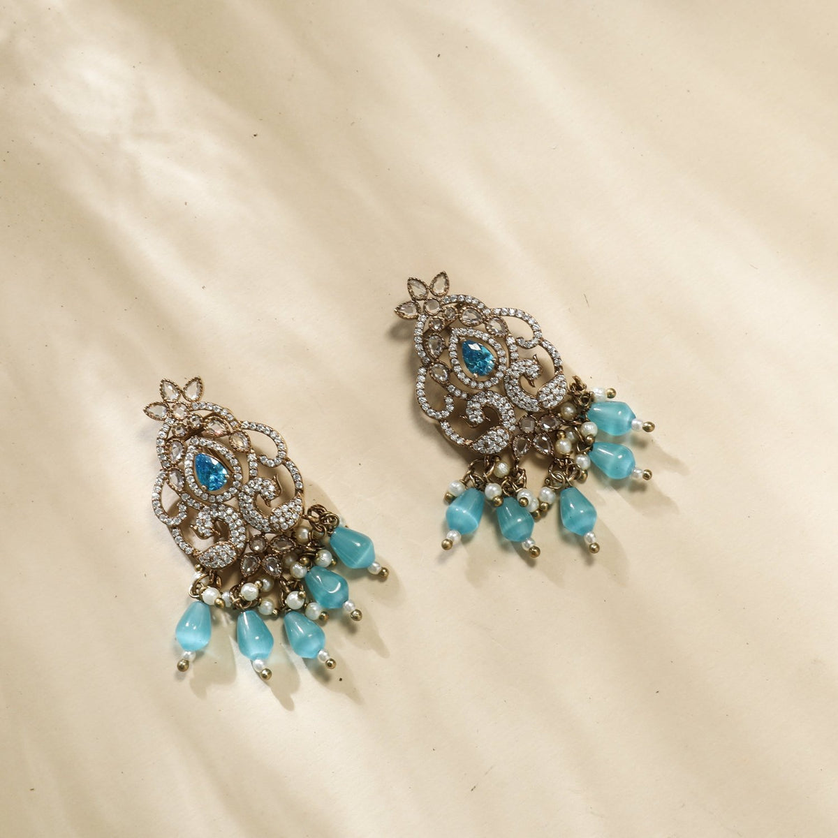 Zarina CZ Aqua Drop Earrings