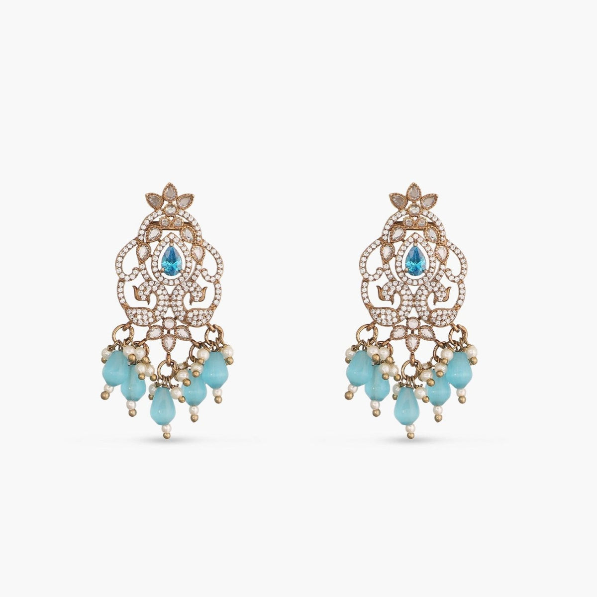 Zarina CZ Aqua Drop Earrings