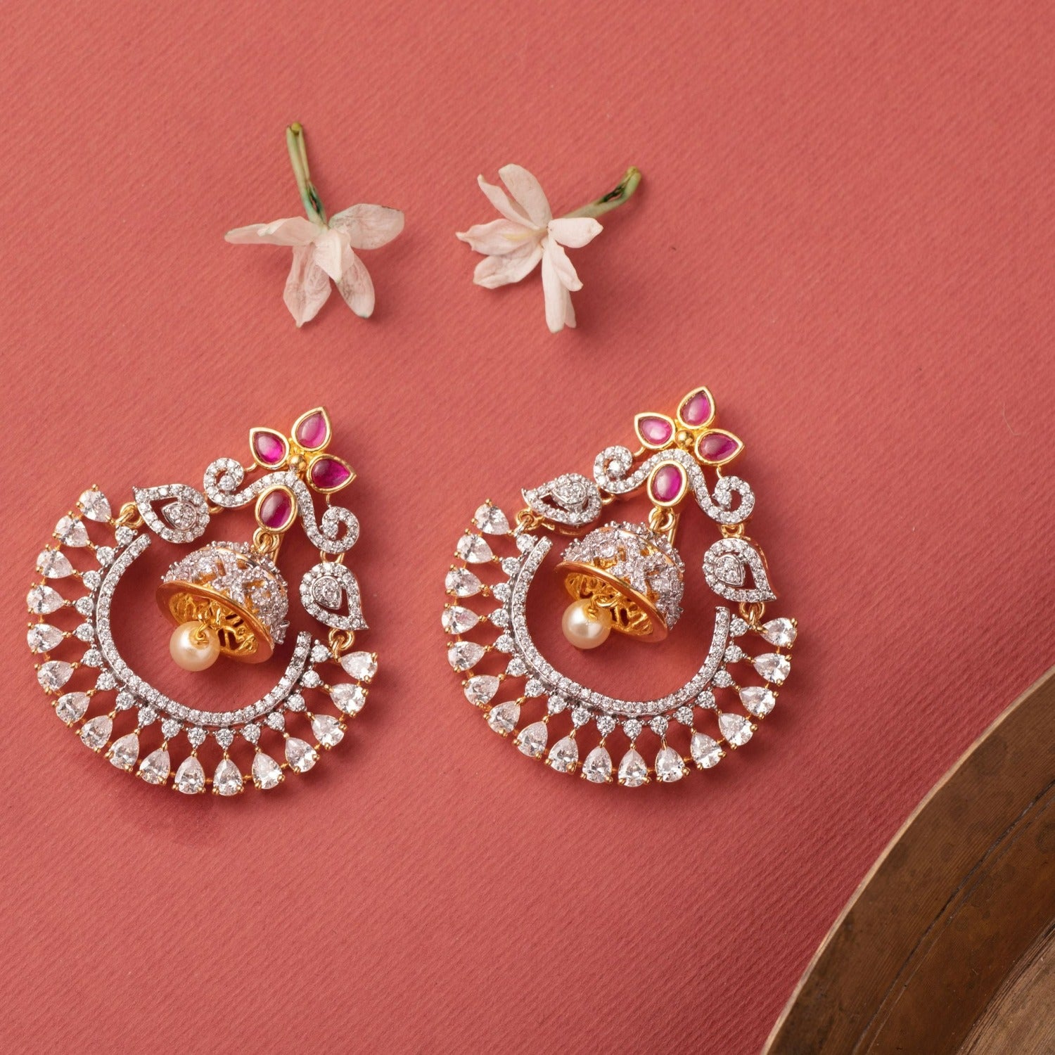 Buy Pearl Chandbali Earrings Online | Gold Plated Silver | Precious Se