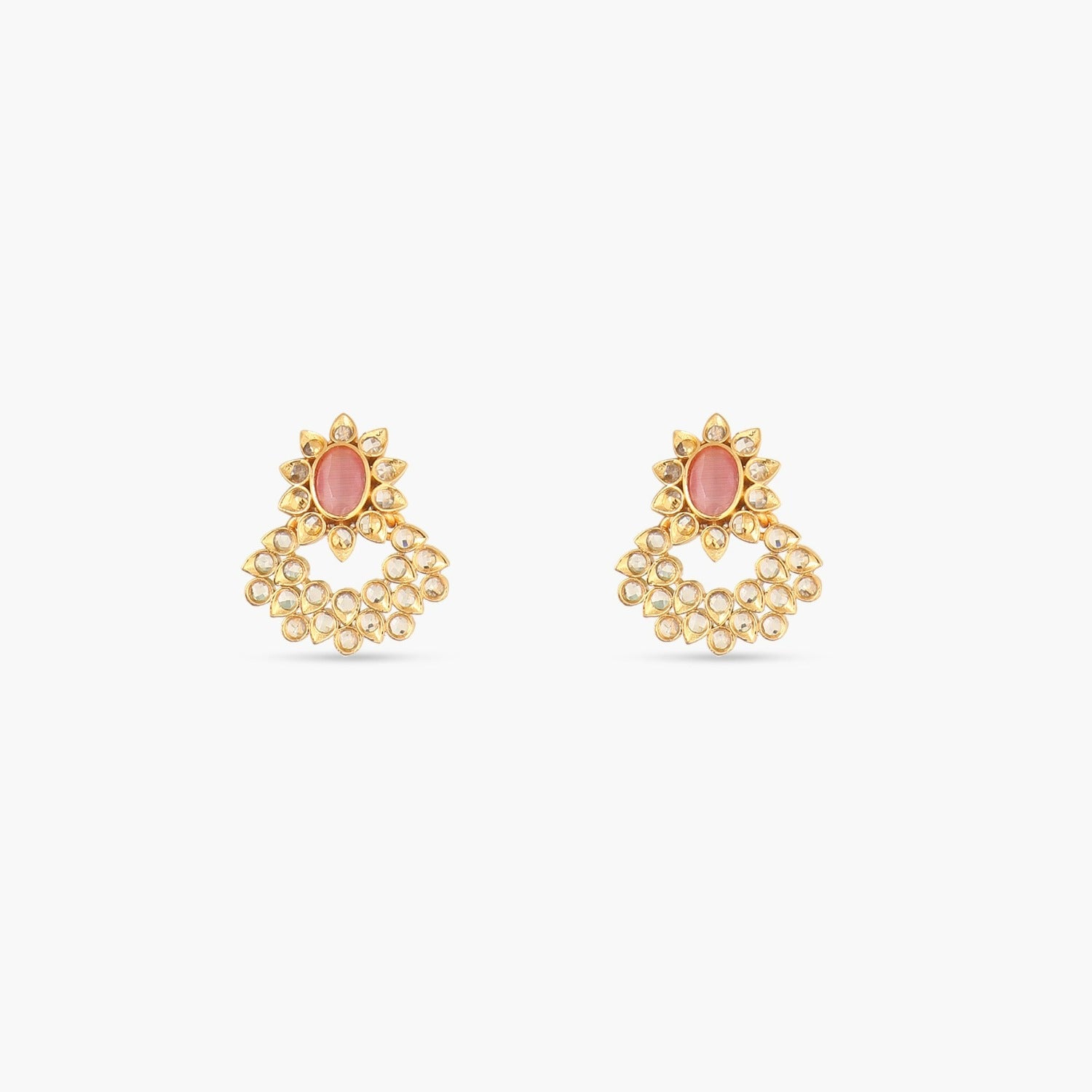 GOLD PLATED EARRING IN ROUND AND SQUARE STONE WITH CZ DIAMOND – Ohh chhori  Fashion Jewellery