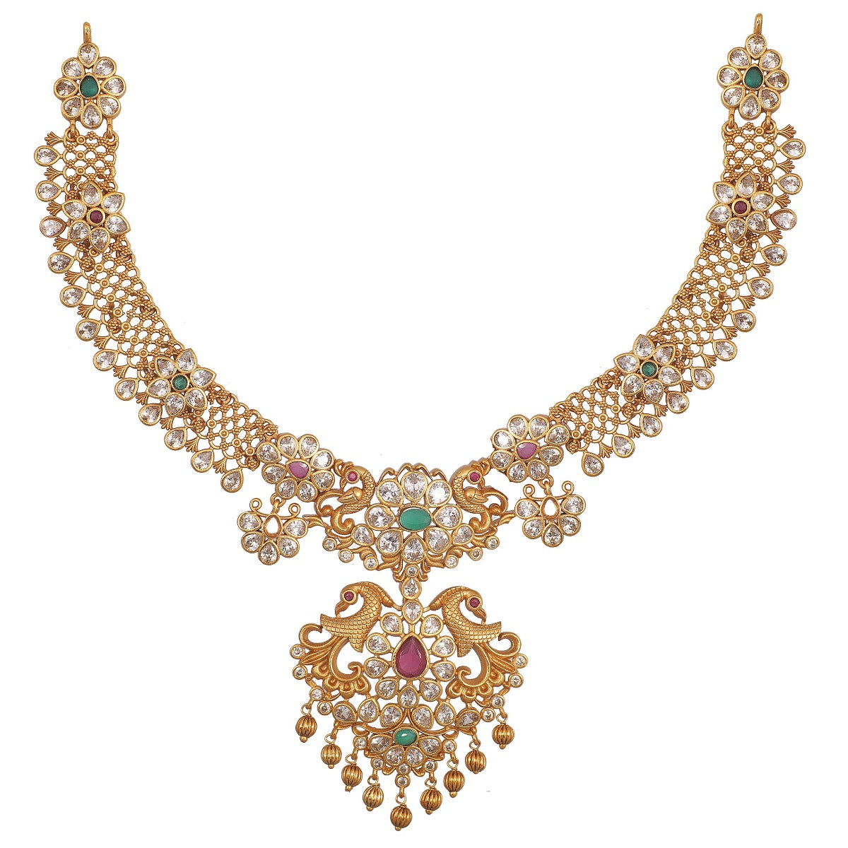 Antique Gold Plated Vira Necklace Earrings Set