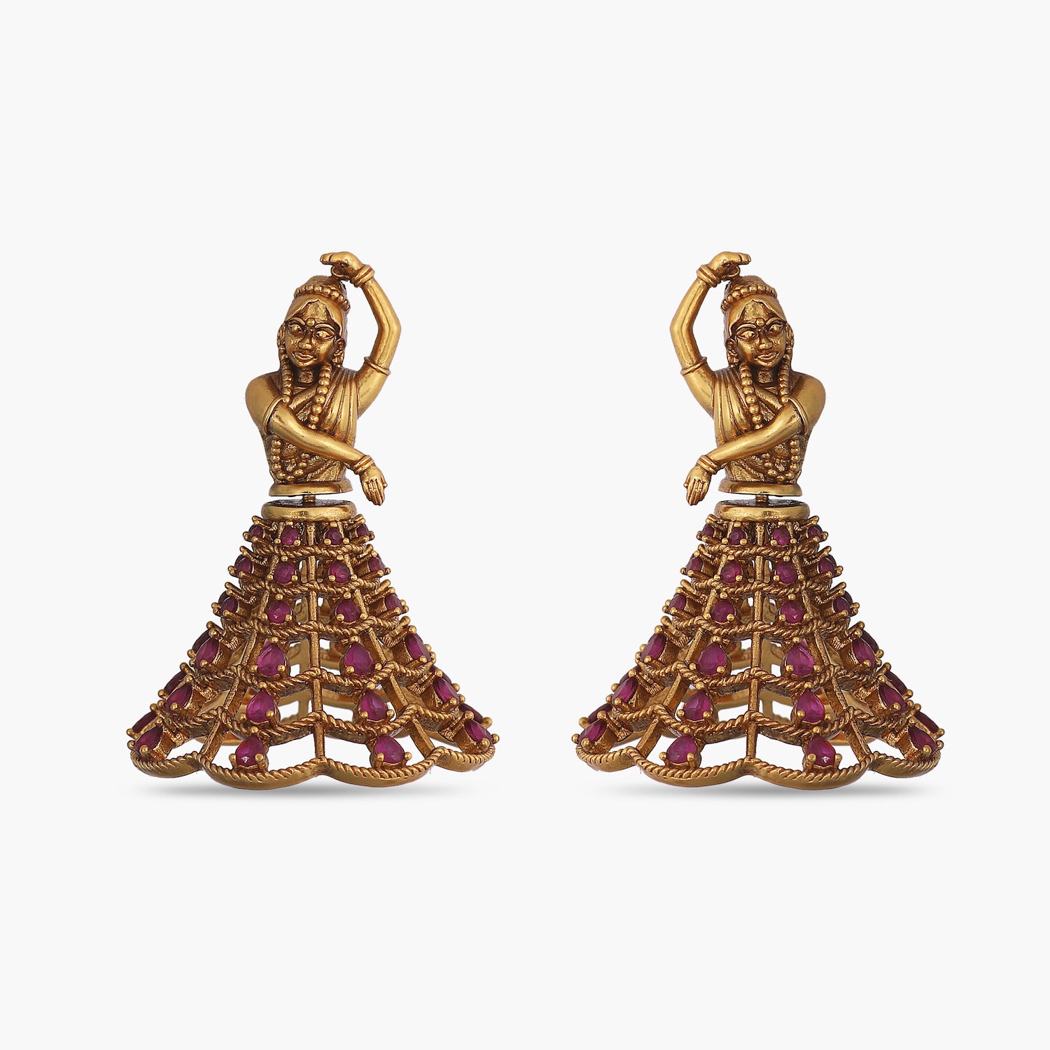 92.5 Sterling Silver Lakshmi And Peacock Jhumkas - Silver Palace