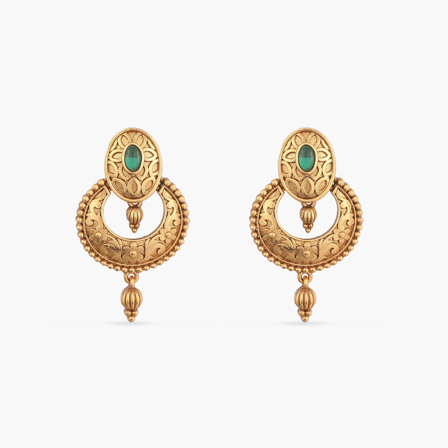 Lakshmi chandbali in kemp stone earrings