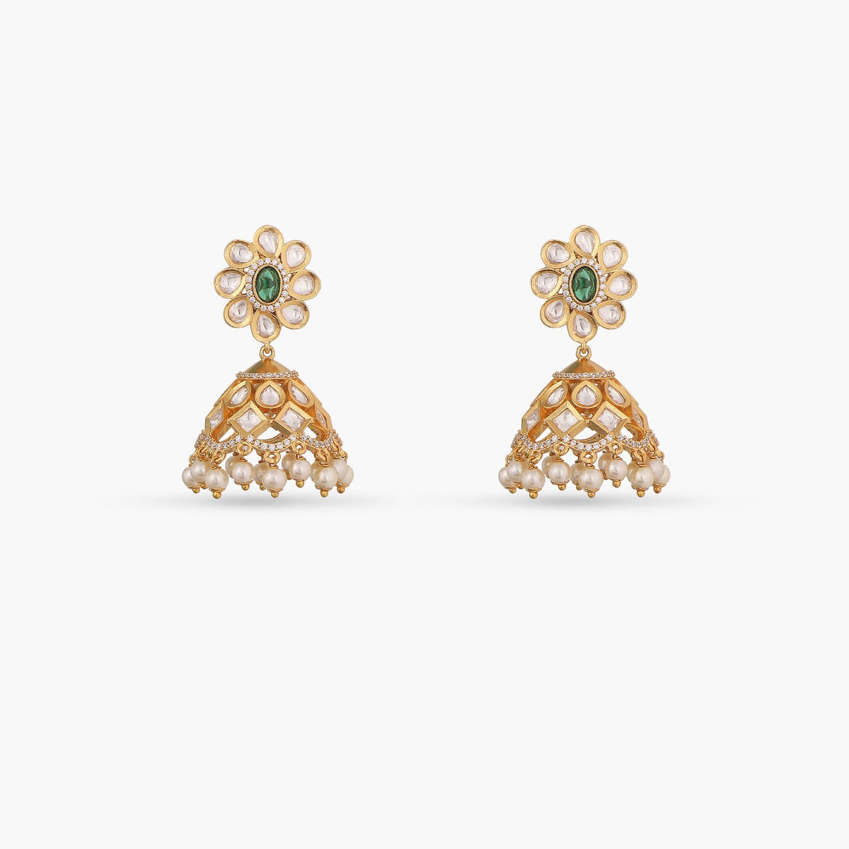 Sonia Kundan Jhumka Earrings.