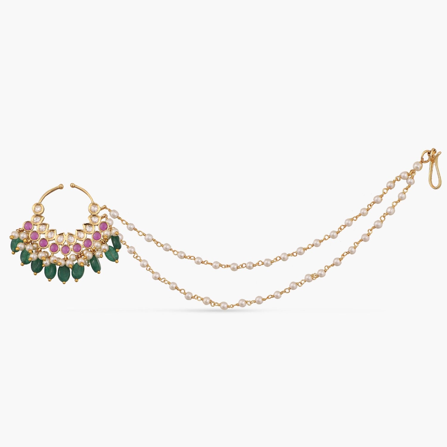 Kundan nose deals ring with chain