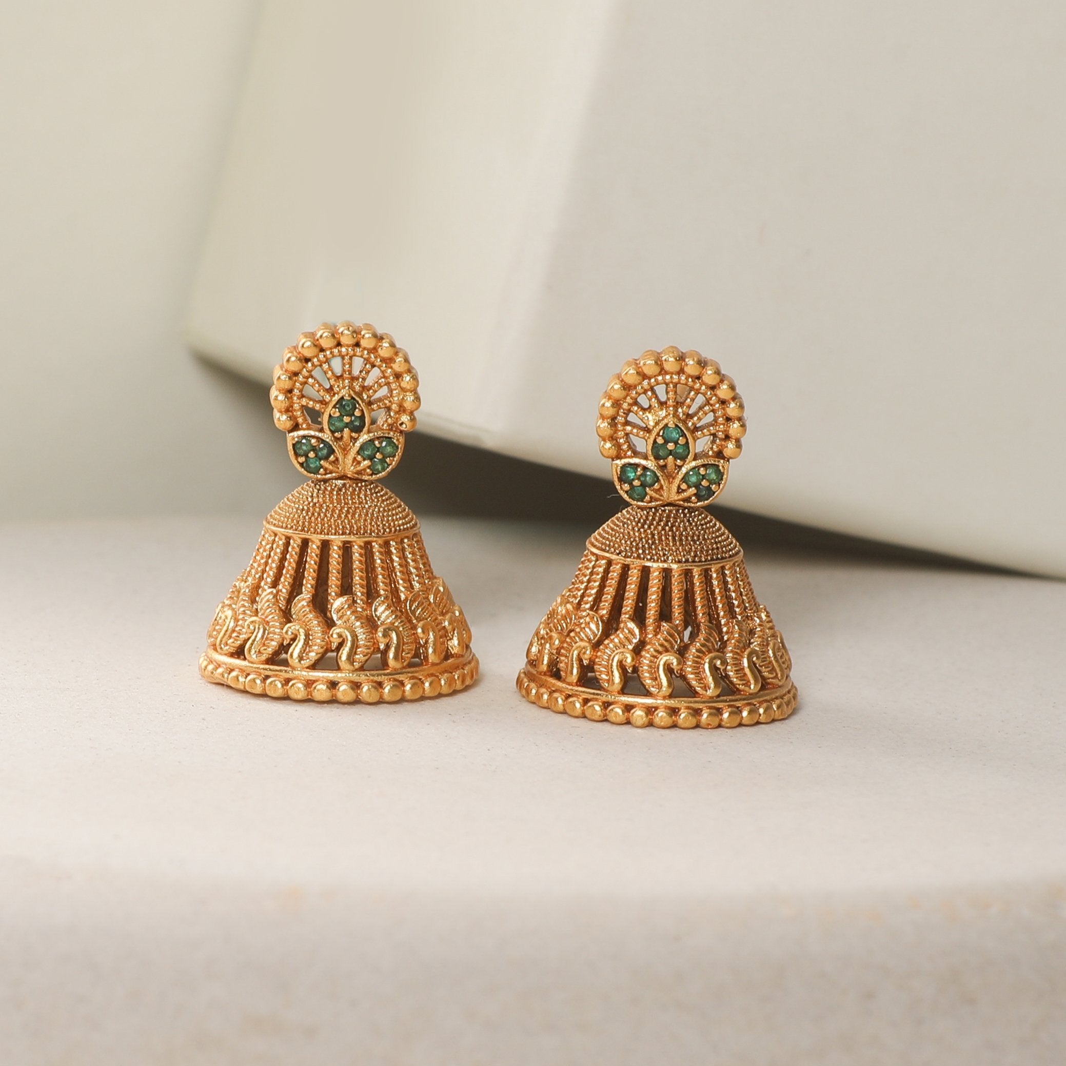 Alluring Three Layer Gold Jhumka Earrings